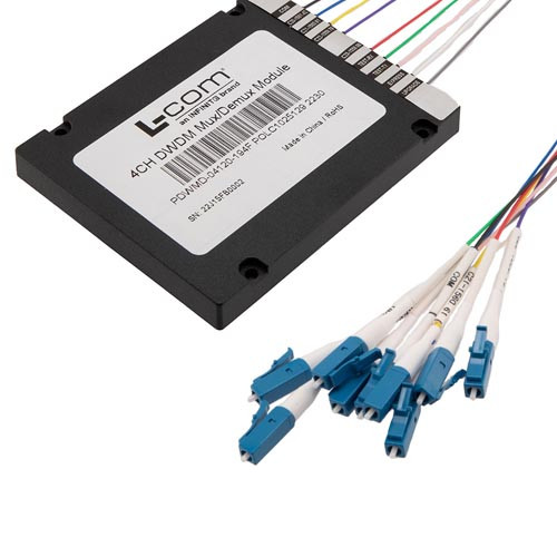 Passive DWDM, Cassette Demux, 4 channel, Starting at channel 40, 100GHz spacing, 900um 1m fiber, LC-UPC w/ Pass & upgrade port