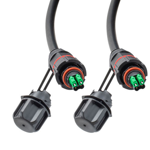Fiber optic, IP68 Hybrid LC/APC (2x 12AWG pin contacts) to IP68 Hybrid LC/APC, single mode, 10.5mm LSZH, 5 meter cable assembly