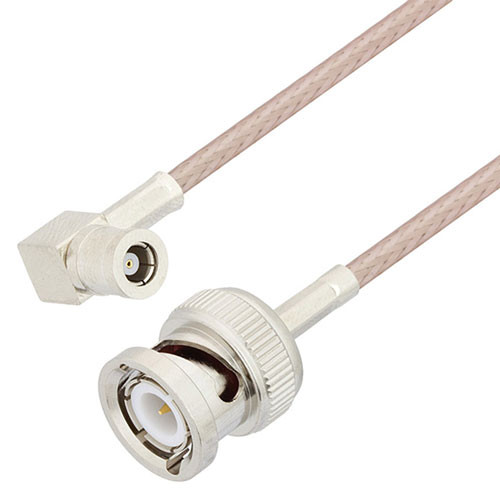 SMB Plug Right Angle to BNC Male Cable Assembly using RG316 Coax, 5 FT , LF Solder