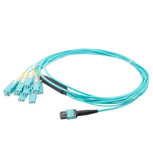 MPO PC w/o Pins to 10xSN (20 strand) UPC Cable Assembly, Multimode OM4, Riser Rated, 2 Meter