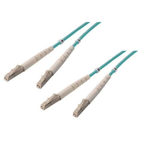 OM3 50/125, 10 Gig Multimode LSZH Fiber Cable, Dual LC / Dual LC, 1.0m