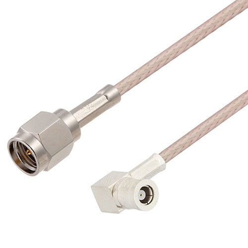 SMA Male to SMB Plug Right Angle Cable Assembly using RG316 Coax, 1 FT , LF Solder