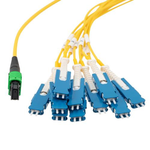 MPO APC w/o Pins to 10xSN (20 strand) UPC Cable Assembly, Single Mode, Riser Rated, 2 Meter