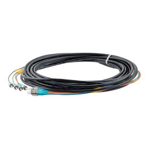 ST UPC 4x to ST UPC 4x, MM OM3, military tactical distribution cable assembly, 20 meters