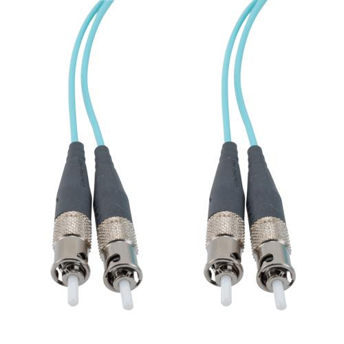 Mil M83522 ST 2x to Mil M83522 ST 2x, MM OM3, 2.0mm LSZH zipcord, 10 meter cable assembly