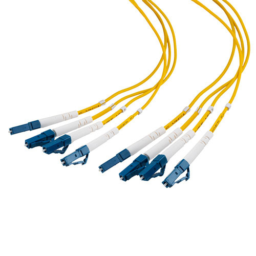 4 Strand LC/UPC-LC/UPC Single Mode OS2 Distribution Cable, 4.8mm PVC Jacket, 2.0mm breakout at 0.5M - 10 meters