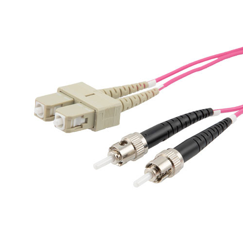 Fiber Optic Patch Cable SC to ST Duplex 50/125 multimode OM4 OFNP, 1 meter