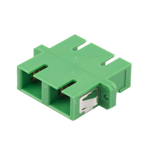 Fiber Optic Economy Coupler, SC/APC, duplex single mode, plastic body, PEI clip, ceramic sleeve, w/ flange