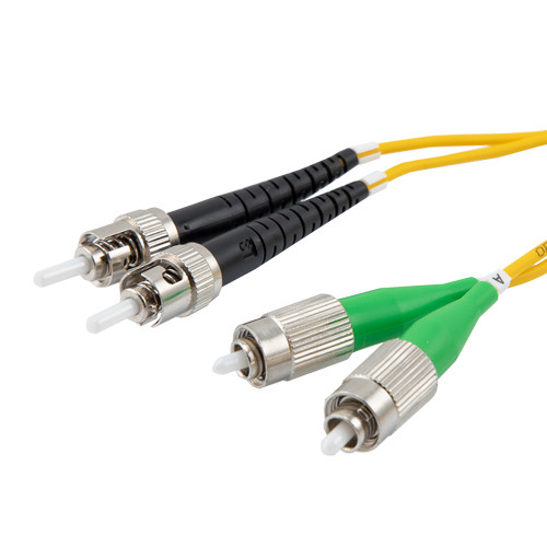 Fiber Optic Patch Cable FC/APC to ST/UPC Duplex 9/125 single mode OS2 LSZH, 15 meter
