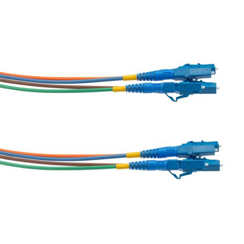 LC UPC 4x to LC UPC 4x, SM OS2, military tactical distribution cable assembly, 20 meters