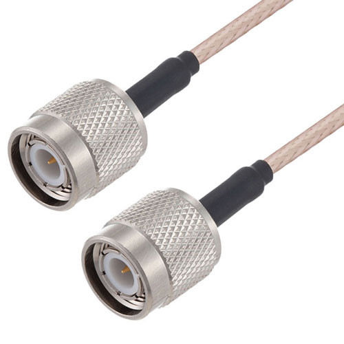 TNC Male to TNC Male Cable Assembly using RG316-DS Coax, 0.5 FT with HeatShrink, LF Solder