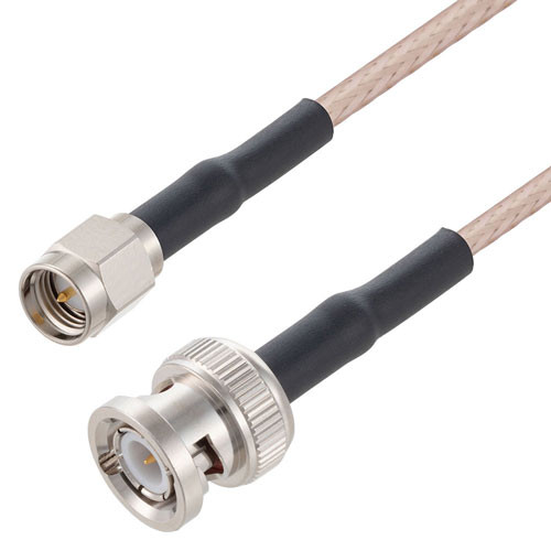 SMA Male to BNC Male Cable Assembly using RG316-DS Coax, 2 FT with HeatShrink
