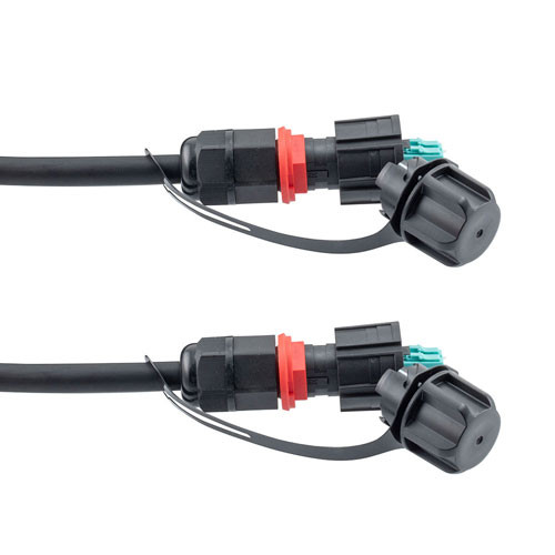 Fiber optic, IP68 Hybrid LC/UPC (2x 12AWG pin contacts) to IP68 Hybrid LC/UPC, OM4, 10.5mm LSZH, 20 meter cable assembly