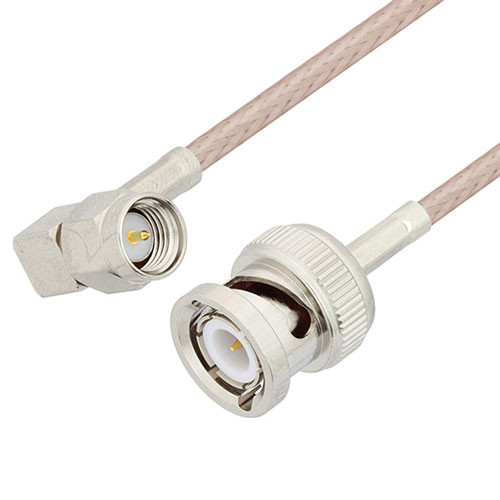 SMA Male Right Angle to BNC Male Cable Assembly using RG316 Coax, 5 FT