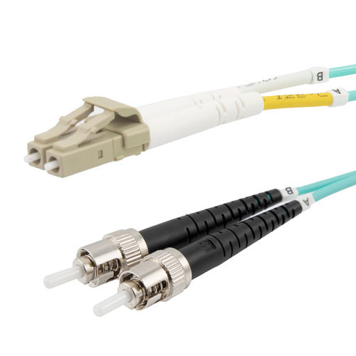 Fiber Optic Patch Cable LC to ST Duplex 50/125 multimode OM3 OFNP, 7 meter