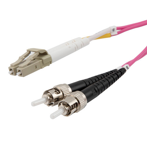 Fiber Optic Patch Cable LC to ST Duplex 50/125 multimode OM4 OFNP, 7 meter