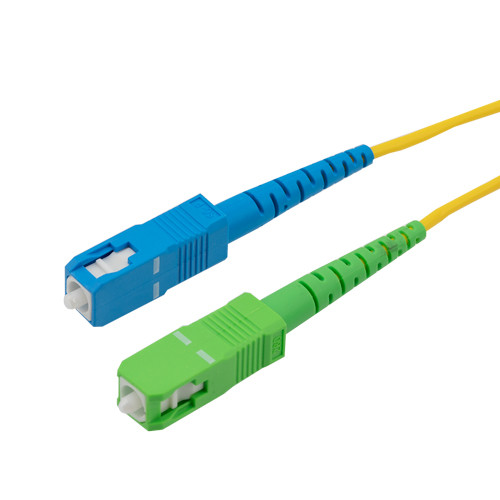 SC-APC to SC-UPC 9/125 Single mode Simplex Fiber Patch Cable, OS2, 1 Meter