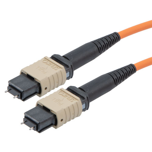 MPO w/ pins to MPO w/ pins, 24 Fiber, Type B, 50/125 OM2 MMF, OFNP, 1 Meter