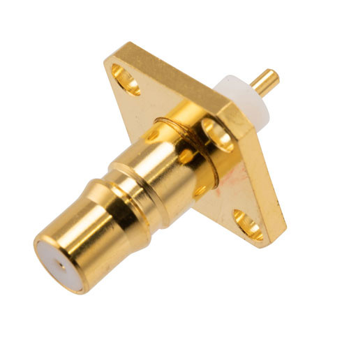 RF PCB Connector, QMA Female  straight 4 hole flange