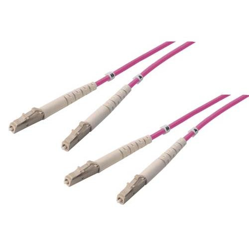 OM4 50/125, 100 Gig Multimode LSZH Fiber Cable, Dual LC / Dual LC, Magenta, 4.0m