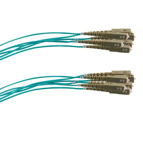 6 Strand SC/UPC-SC/UPC OM3 Multimode Distribution Cable, 5.0mm Riser Jacket, 2.0mm breakout at 0.5M - 10 meters