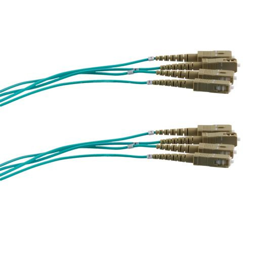 4 Strand SC/UPC-SC/UPC OM3 Multimode Distribution Cable, 4.8mm PVC Jacket, 2.0mm breakout at 0.5M - 15 meters