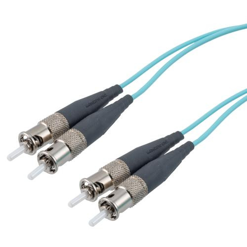 Mil M83522 ST 2x to Mil M83522 ST 2x, MM OM3, 2.0mm LSZH zipcord, 15 meter cable assembly