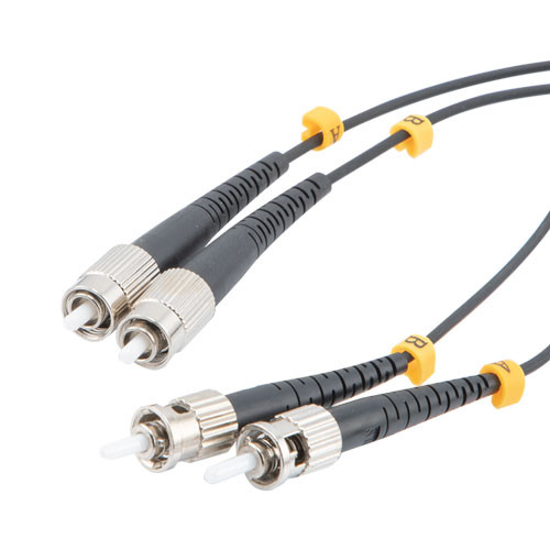 Fiber Optic Patch Cable FC/UPC to ST/UPC Duplex 9/125 SMF G.652.D 4.8mm Black, (LSZH) w/internal spiral armor, 2 meter