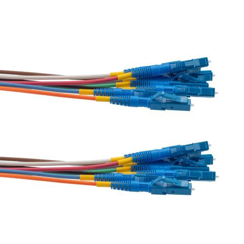 LC UPC 8x to LC UPC 8x, SM OS2, military tactical distribution cable assembly, 15 meters