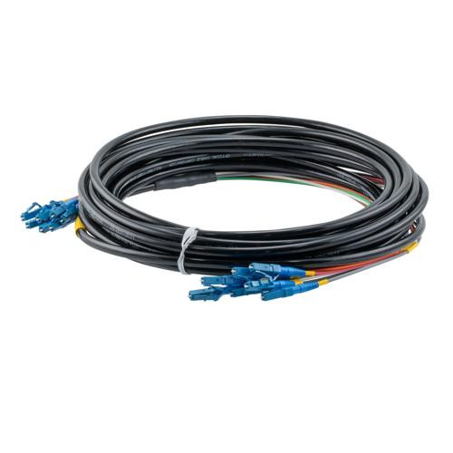 LC UPC 8x to LC UPC 8x, SM OS2, military tactical distribution cable assembly, 15 meters