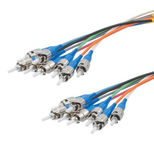 ST UPC 8x to ST UPC 8x, SM OS2, military tactical distribution cable assembly, 20 meters