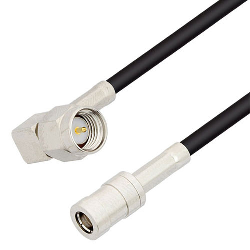 SMA Male Right Angle to SMB Plug Cable Assembly using RG174 Coax, 3 FT with HeatShrink