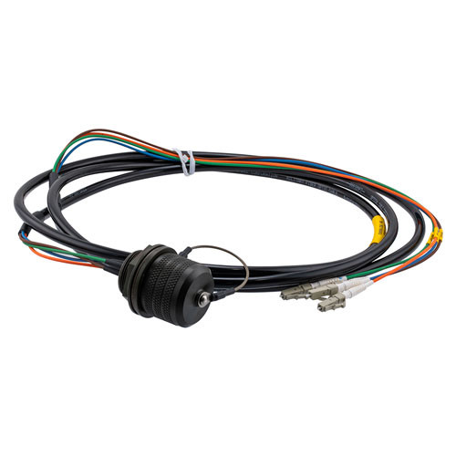 4 Channel TFOCA 2 Jam Nut Receptacle to LC/UPC, Multimode OM1, 7.5mm Tactical cable assembly, 1 meter, 18in (0.4572M) breakout