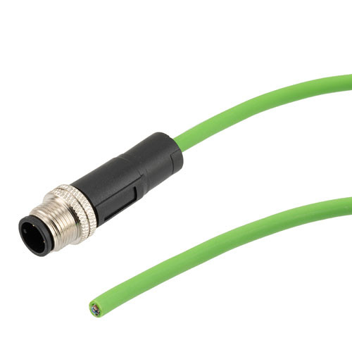 IP67 Waterproof M12 3 Position A-code Sensor Actuator Signal Cable, Industrial Drag Chain PUR, 22AWG, Male to Open, Green, 5M