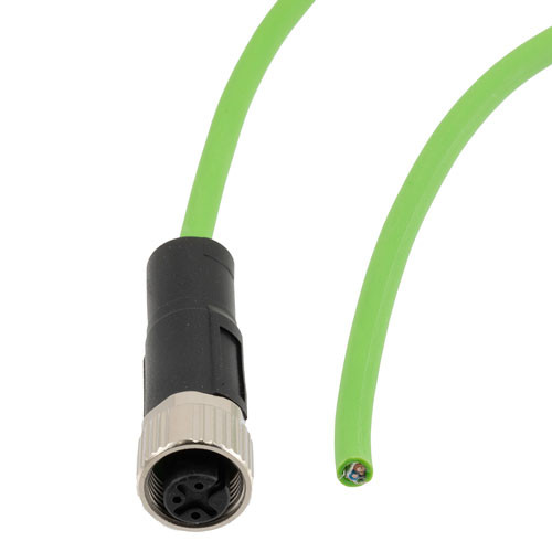 IP67 Waterproof M12 3 Position A-code Sensor Actuator Signal Cable, Industrial Drag Chain PUR, 22AWG, Female to Open, Green, 5M