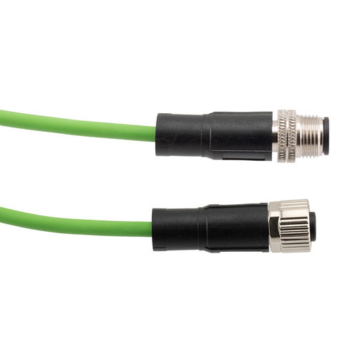 IP67 Waterproof M12 3 Position A-code Sensor Actuator Signal Cable, Shielded Industrial Drag Chain PUR, 22AWG, Male to Female, Green, 15M