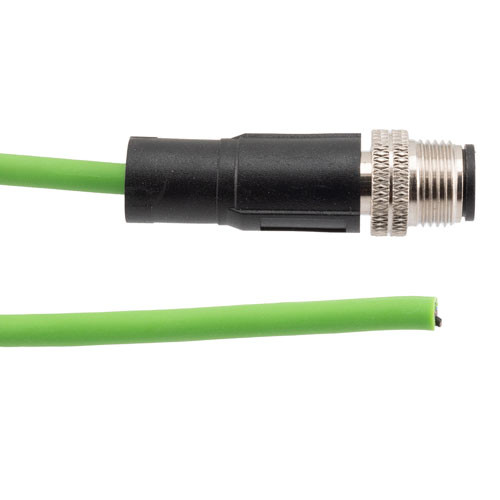 IP67 Waterproof M12 3 Position A-code Sensor Actuator Signal Cable, Shielded Industrial Drag Chain PUR, 22AWG, Male to Open, Green, 1M