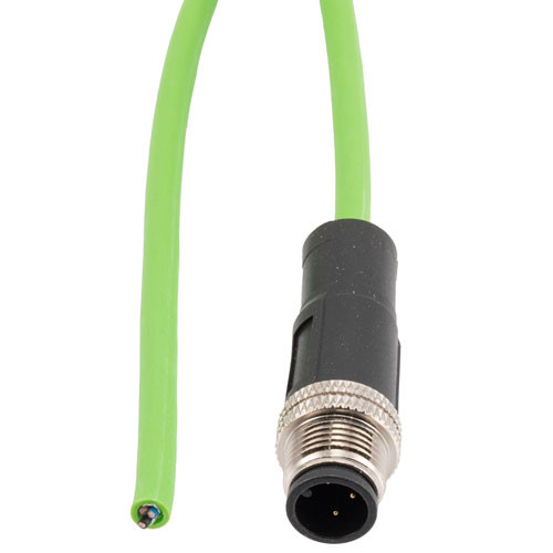 IP67 Waterproof M12 3 Position A-code Sensor Actuator Signal Cable, Shielded Industrial Drag Chain PUR, 22AWG, Male to Open, Green, 2M