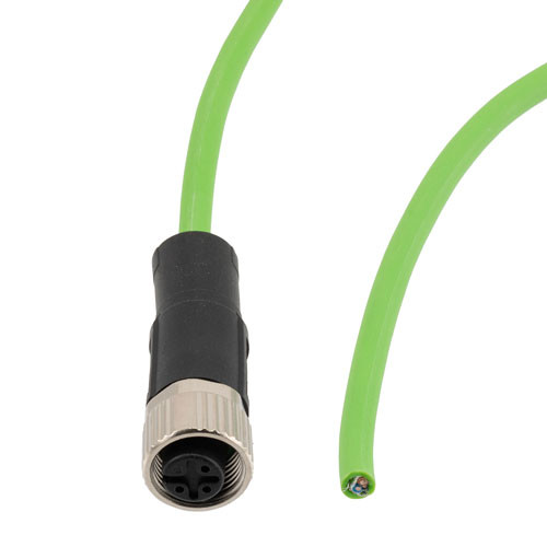 IP67 Waterproof M12 3 Position A-code Sensor Actuator Signal Cable, Shielded Industrial Drag Chain PUR, 22AWG, Female to Open, Green, 10M