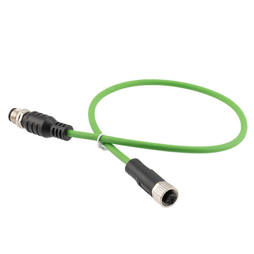IP67 Waterproof M12 5 Position A-code Sensor Actuator Signal Cable, Industrial Drag Chain PUR, 22AWG, Male to Female, Green, 15M