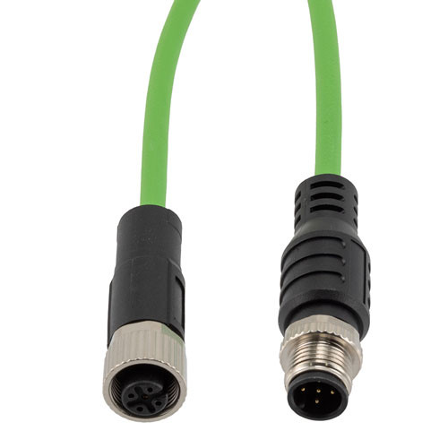 IP67 Waterproof M12 5 Position A-code Sensor Actuator Signal Cable, Industrial Drag Chain PUR, 22AWG, Male to Female, Green, 5M