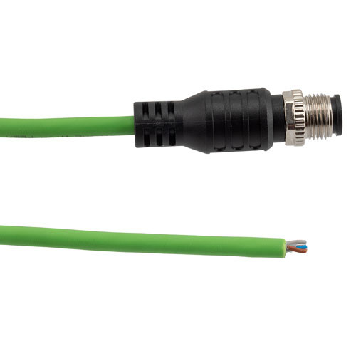 IP67 Waterproof M12 5 Position A-code Sensor Actuator Signal Cable, Industrial Drag Chain PUR, 22AWG, Male to Open, Green, 1M