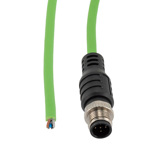 IP67 Waterproof M12 5 Position A-code Sensor Actuator Signal Cable, Industrial Drag Chain PUR, 22AWG, Male to Open, Green, 1M