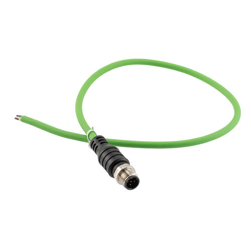 IP67 Waterproof M12 5 Position A-code Sensor Actuator Signal Cable, Industrial Drag Chain PUR, 22AWG, Male to Open, Green, 3M