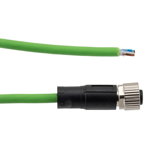 IP67 Waterproof M12 5 Position A-code Sensor Actuator Signal Cable, Industrial Drag Chain PUR, 22AWG, Female to Open, Green, 2M