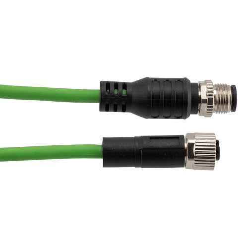 IP67 Waterproof M12 5 Position A-code Sensor Actuator Signal Cable, Shielded Industrial Drag Chain PUR, 22AWG, Male to Female, Green, 3M