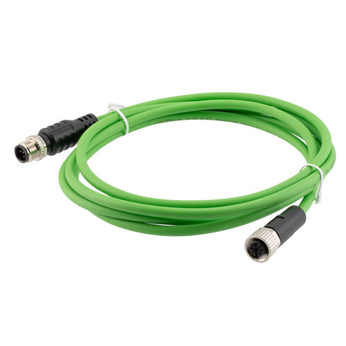 IP67 Waterproof M12 5 Position A-code Sensor Actuator Signal Cable, Shielded Industrial Drag Chain PUR, 22AWG, Male to Female, Green, 3M
