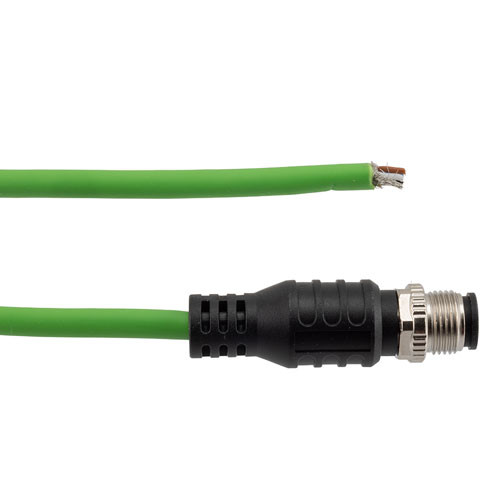 IP67 Waterproof M12 5 Position A-code Sensor Actuator Signal Cable, Shielded Industrial Drag Chain PUR, 22AWG, Male to Open, Green, 3M
