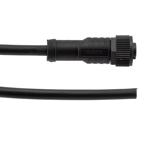 M12 5 Position A-code Female to Open Sensor Actuator Signal Cable, Light Weight Plastic Nut, 22AWG, PVC, IP68 Waterproof, Black, 1M