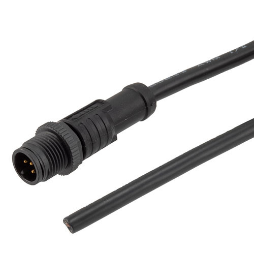 M12 5 Position A-code Male to Open Sensor Actuator Signal Cable, Light Weight Plastic Nut, 22AWG, PVC, IP68 Waterproof, Black, 5M